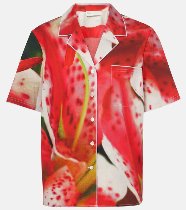  Tory Burch Tory Burch Printed Cotton-blend Twill Shirt 