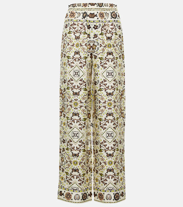  Tory Burch Tory Burch Printed Silk Wide-leg Pants 