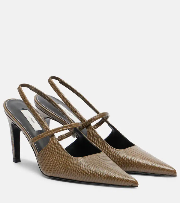  Toteme Toteme 85 Lizard-effect Leather Slingback Pumps 