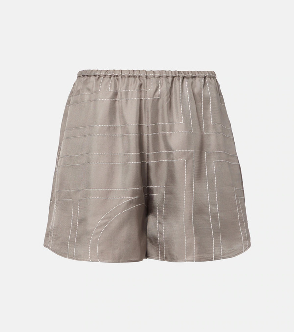  Toteme Toteme Logo Silk Twill Shorts 