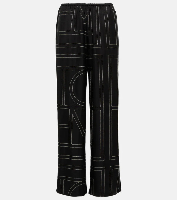  Toteme Toteme Logo Wide-leg Silk Pants 