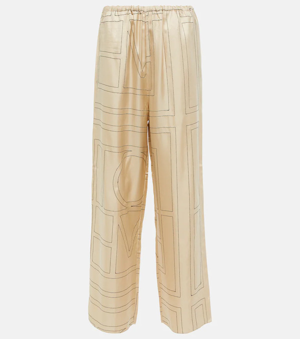  Toteme Toteme Logo Wide-leg Silk Pants 