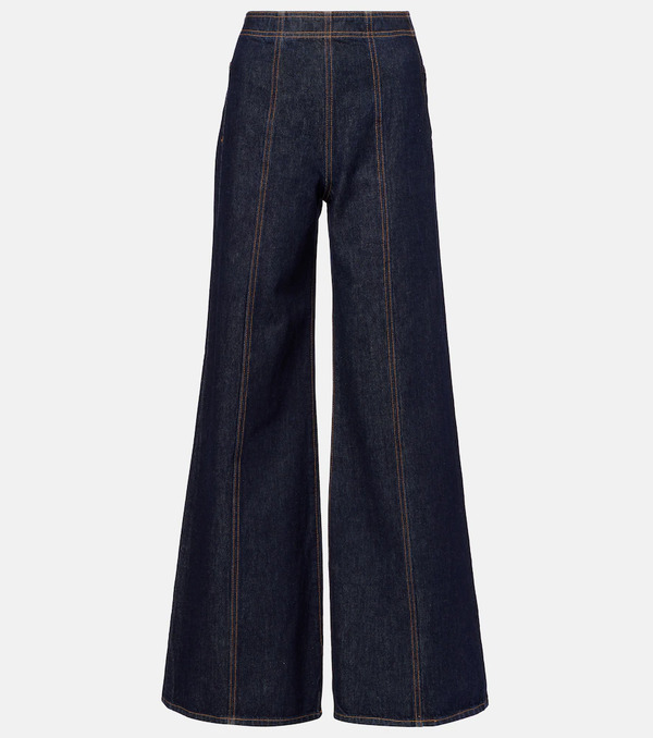  Ulla Johnson Ulla Johnson Bianca High-rise Wide-leg Jeans 
