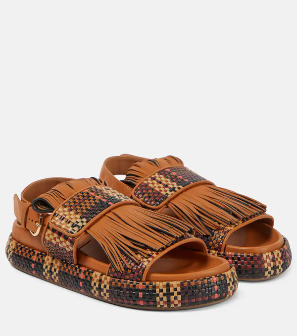  Ulla Johnson Ulla Johnson Fringed Woven Leather Sandals 