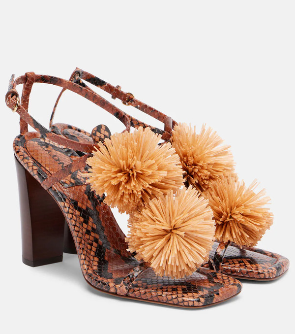  Ulla Johnson Ulla Johnson Isolde Raffia-trimmed Leather Sandals 