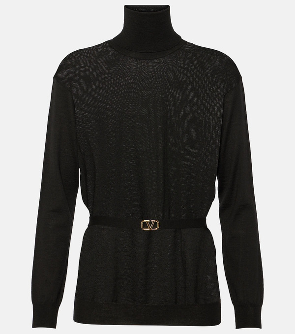  Valentino Valentino Belted Virgin Wool Turtleneck Sweater 
