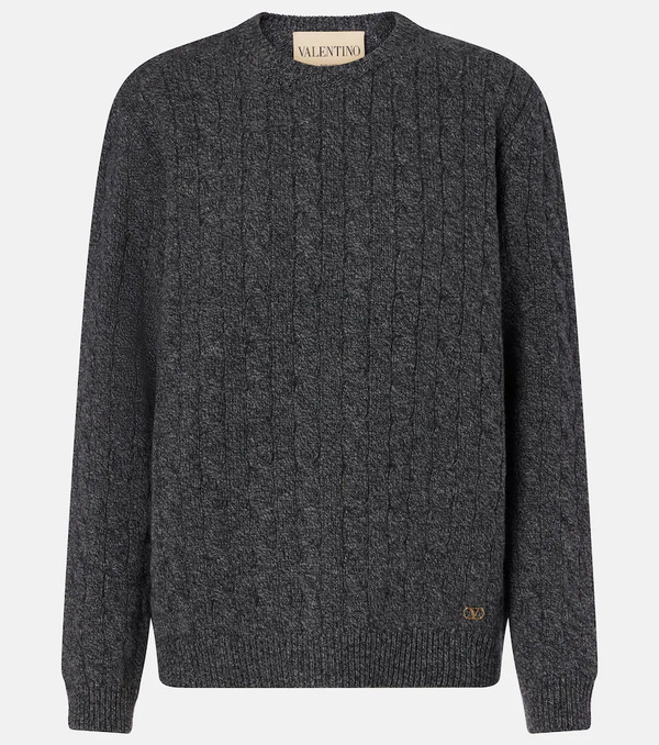  Valentino Valentino Cable-knit Virgin Wool Mouline Sweater 