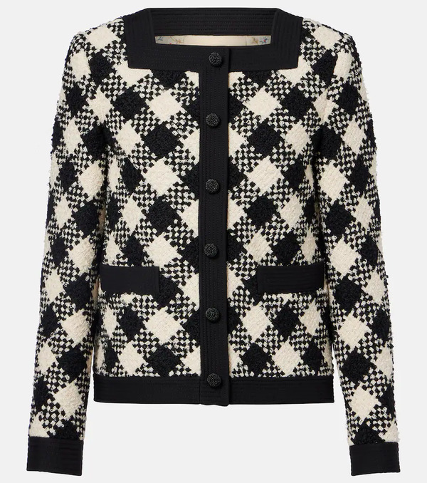  Valentino Valentino Checked Ruffled Tweed Jacket 