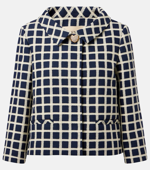  Valentino Valentino Checked Wool And Cotton-blend Jacket 