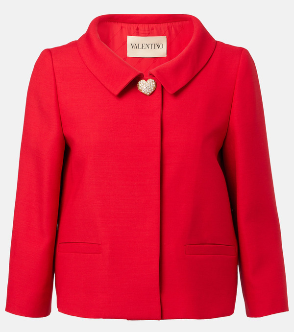  Valentino Valentino Crepe Couture Embellished Blazer 