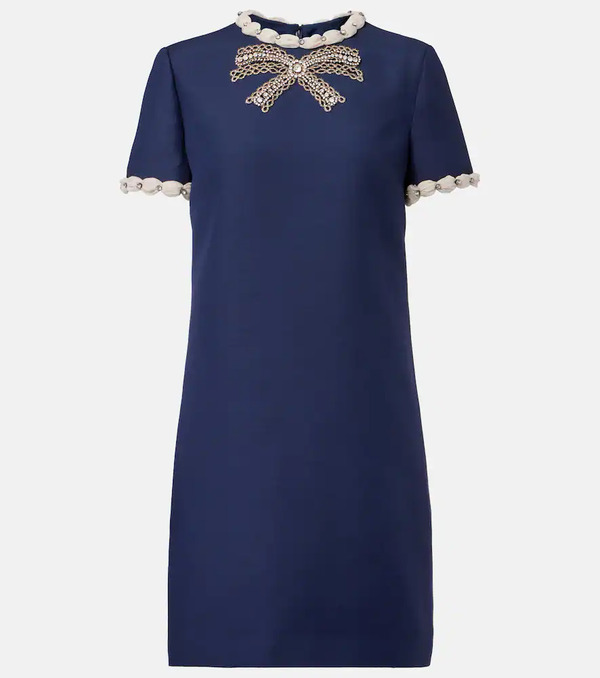  Valentino Valentino Crepe Couture Embellished Minidress 