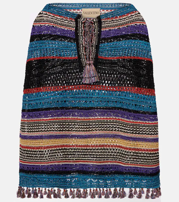  Valentino Valentino Crochet Striped Lame Poncho 