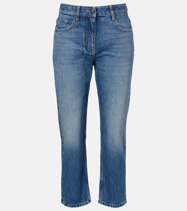  Valentino Valentino Cropped Faded Straight Jeans 
