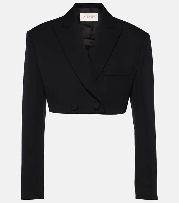 Valentino Valentino Cropped Wool Grisaille Blazer 