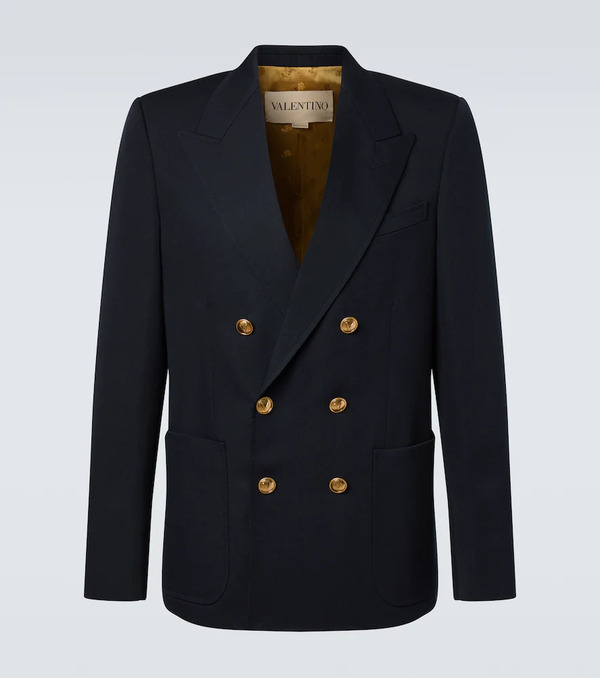  Valentino Valentino Double-breasted Virgin Wool Blazer 