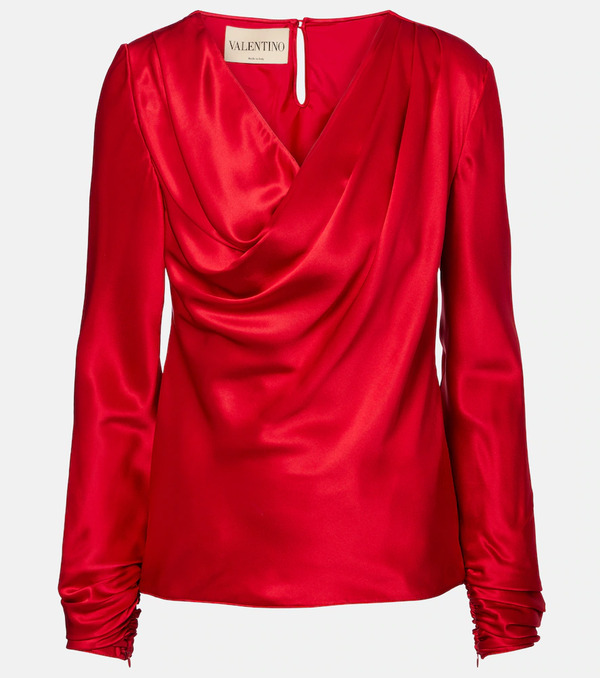  Valentino Valentino Draped Silk Satin Top 