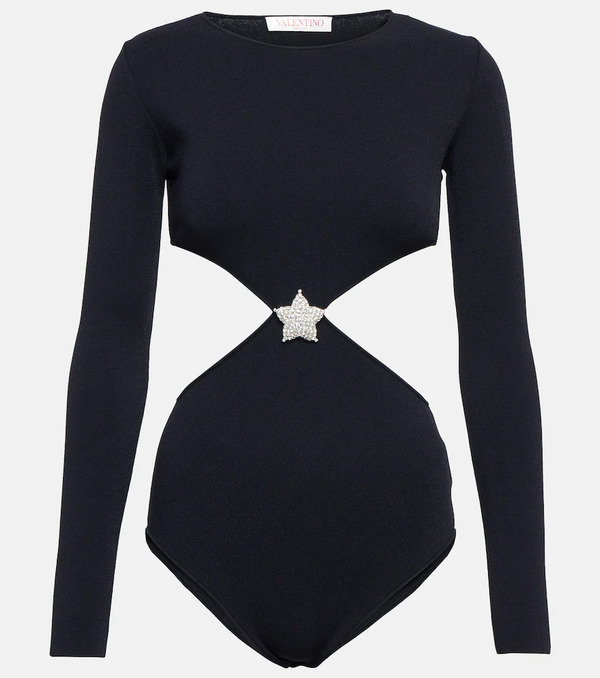 Valentino Valentino Embellished Cut-out Bodysuit 