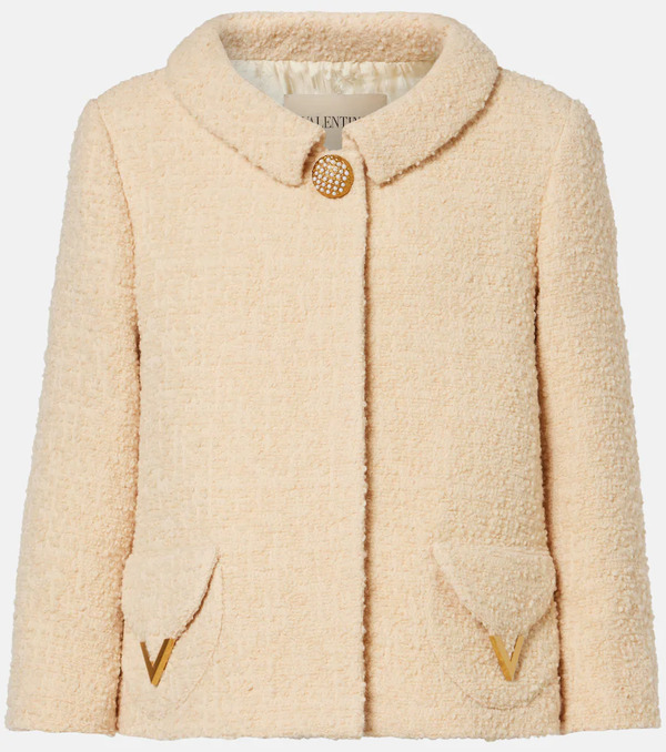  Valentino Valentino Embellished Wool-blend Tweed Jacket 