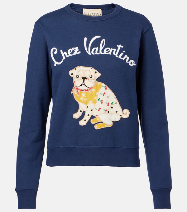  Valentino Valentino Embroidered Cotton Jersey Sweatshirt 