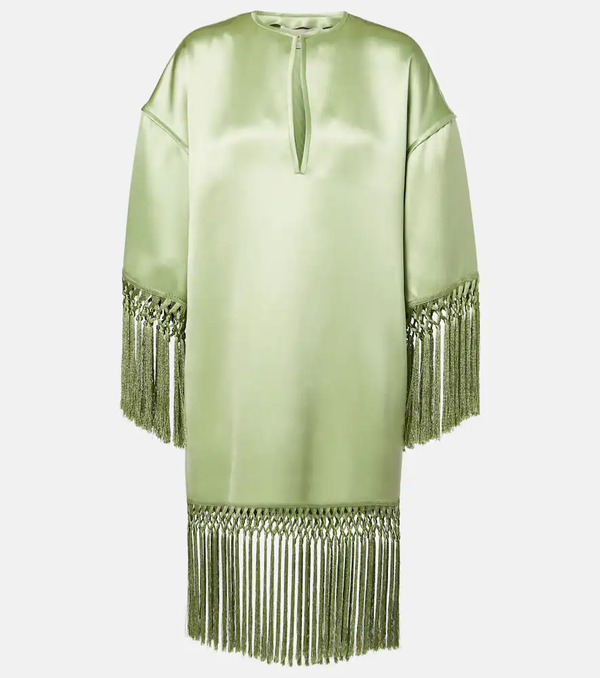  Valentino Valentino Fringed Silk Duchess Satin Tunic 