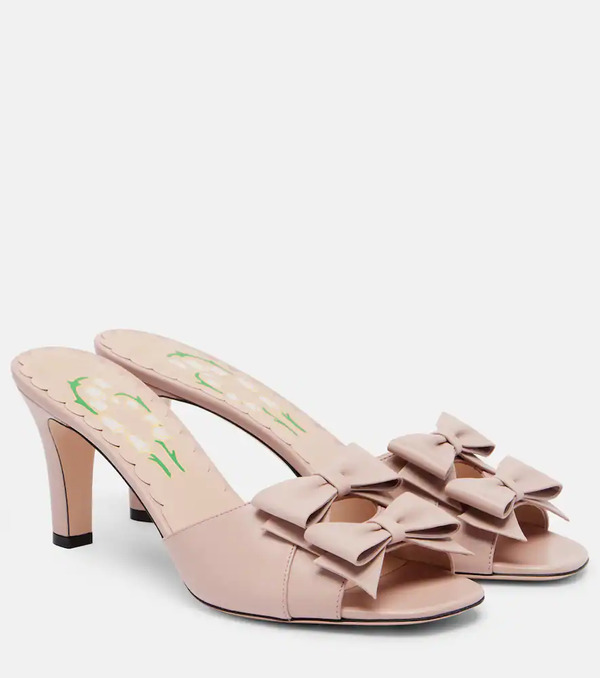  Valentino Garavani Valentino Garavani Bowow 75 Leather Mules 