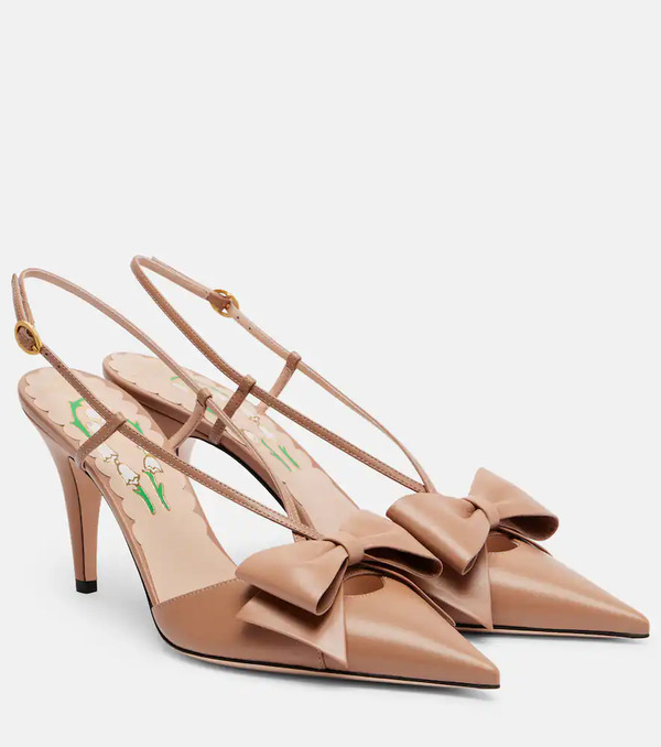  Valentino Garavani Valentino Garavani Bowow 85 Leather Slingback Pumps 