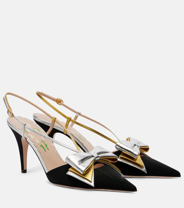  Valentino Garavani Valentino Garavani Bowow 85 Moire Slingback Pumps 