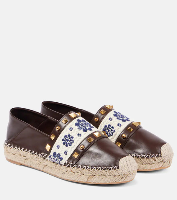  Valentino Garavani Valentino Garavani County Rockstud Leather Espadrilles 