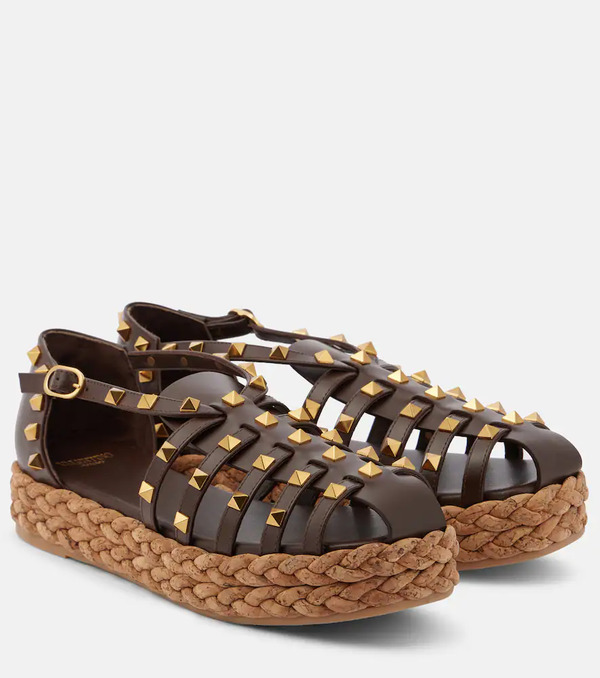  Valentino Garavani Valentino Garavani Rockstud Leather Espadrilles 