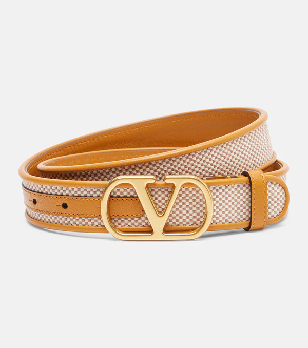  Valentino Garavani Valentino Garavani Vlogo Canvas And Leather Belt 