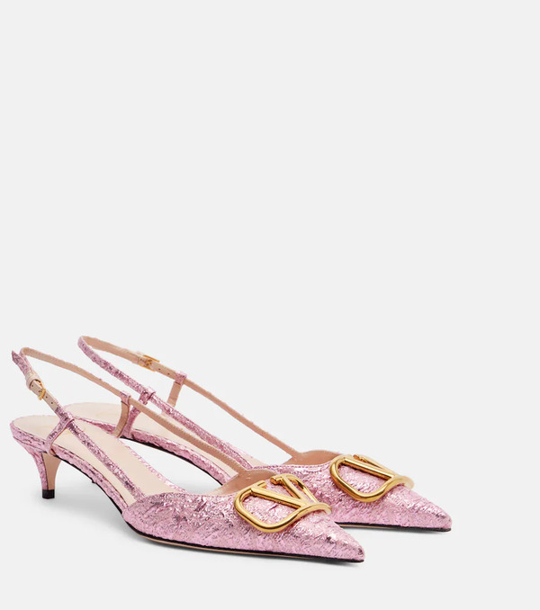  Valentino Garavani Valentino Garavani Vlogo Cloque Jacquard Slingback Pumps 