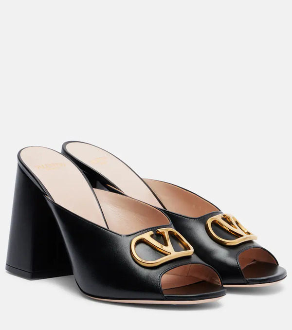  Valentino Garavani Valentino Garavani Vlogo Leather Mules 