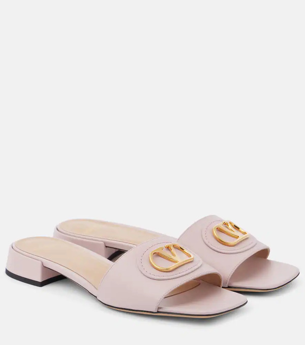  Valentino Garavani Valentino Garavani Vlogo Leather Slides 