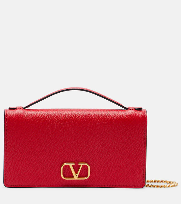  Valentino Garavani Valentino Garavani Vlogo Mini Leather Wallet On Chain 