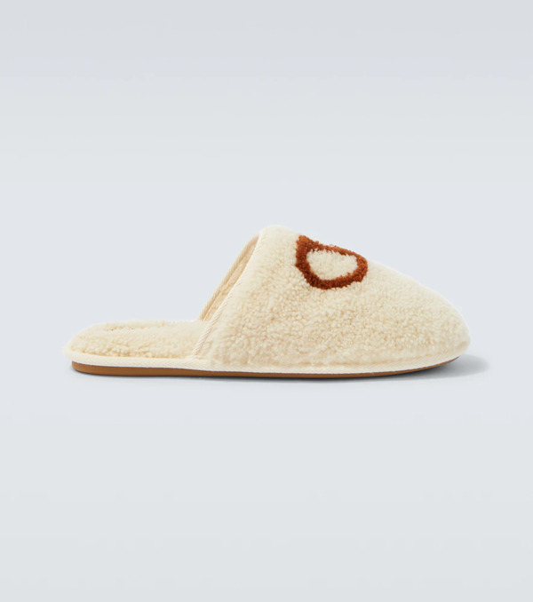  Valentino Garavani Valentino Garavani Vlogo Shearling Slippers 