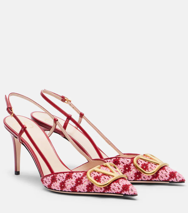  Valentino Garavani Valentino Garavani Vlogo Signature Crochet Slingback Pumps 