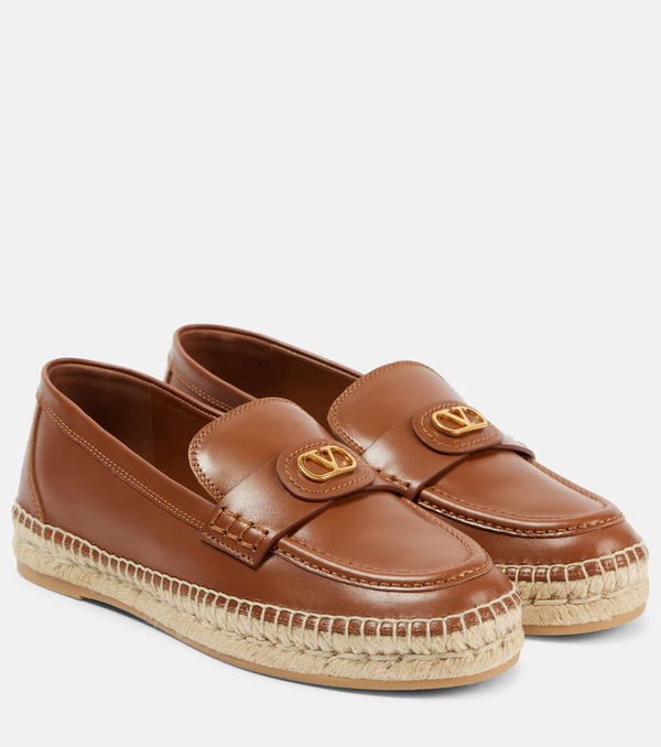  Valentino Garavani Valentino Garavani Vlogo Signature Leather Espadrilles 