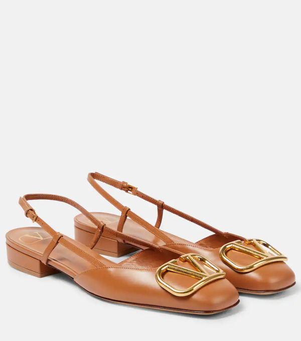  Valentino Garavani Valentino Garavani Vlogo Signature 20 Leather Slingback Pumps 