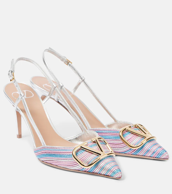  Valentino Garavani Valentino Garavani Vlogo Signature 80 Leather Slingback Pumps 