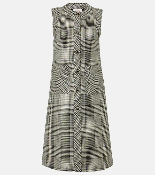 Valentino Valentino Houndstooth Virgin Wool Midi Dress 