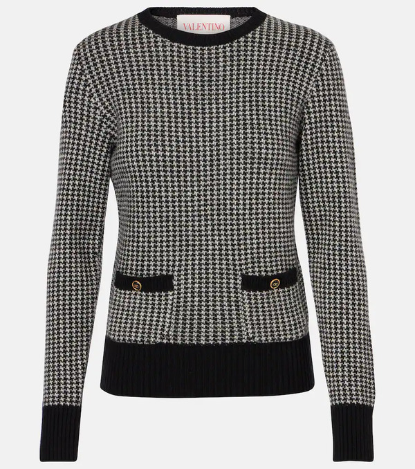  Valentino Valentino Houndstooth Virgin Wool Sweater 