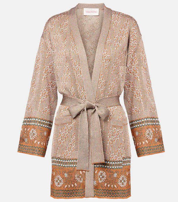  Valentino Valentino Jacquard Lame Wrap Cardigan 