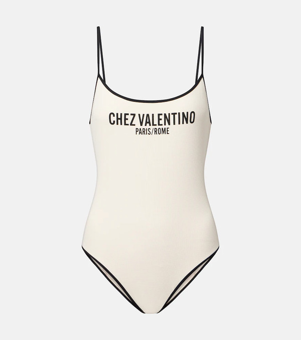  Valentino Valentino Logo Printed Pique Swimsuit 