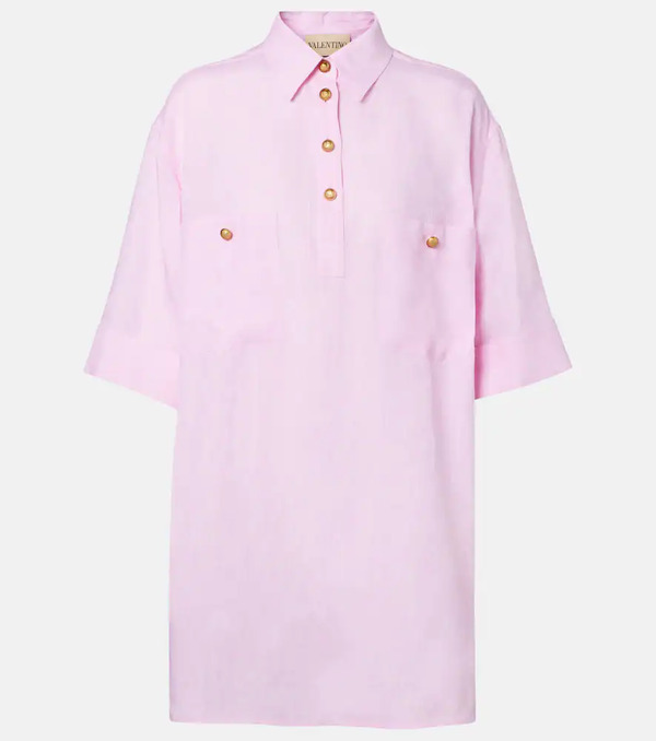 Valentino Valentino Oversized Linen Polo Shirt 