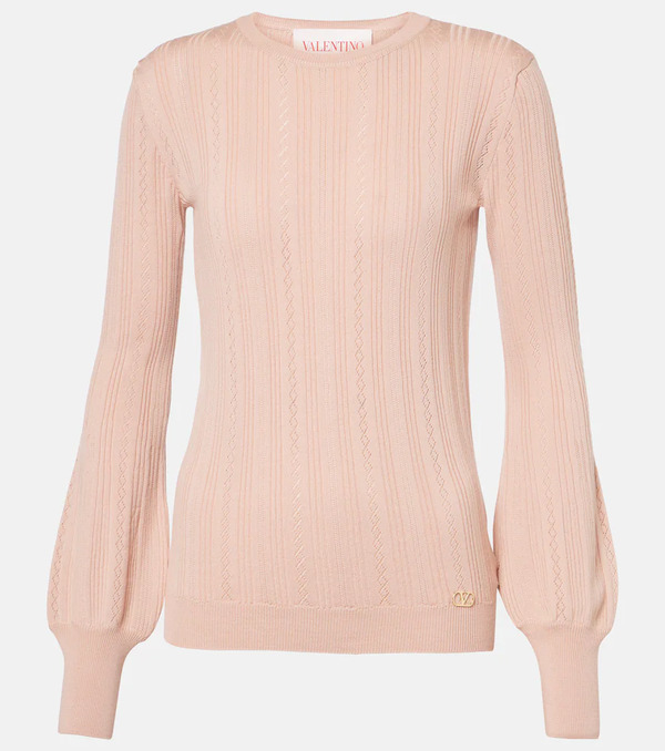  Valentino Valentino Pointelle Virgin Wool Sweater 