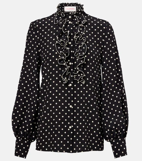  Valentino Valentino Polka-dot Silk Crepe De Chine Blouse 