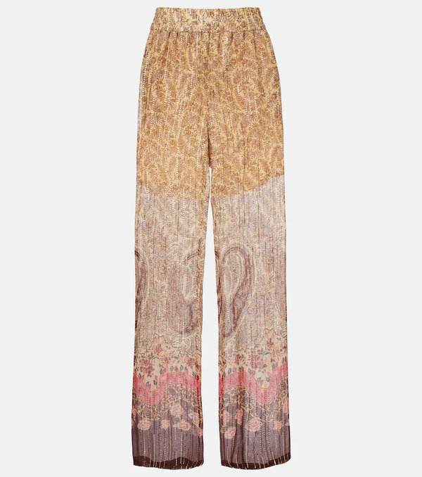  Valentino Valentino Printed Silk-blend Wide-leg Pants 