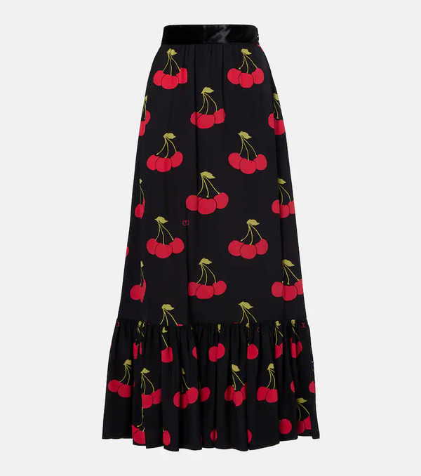  Valentino Valentino Printed Silk Maxi Skirt 