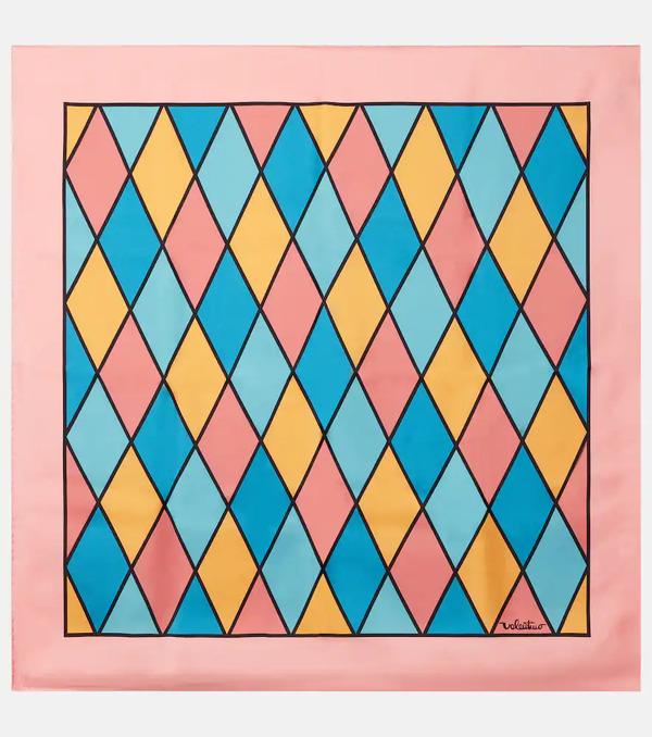 Valentino Valentino Rhombelle Checked Silk Scarf 