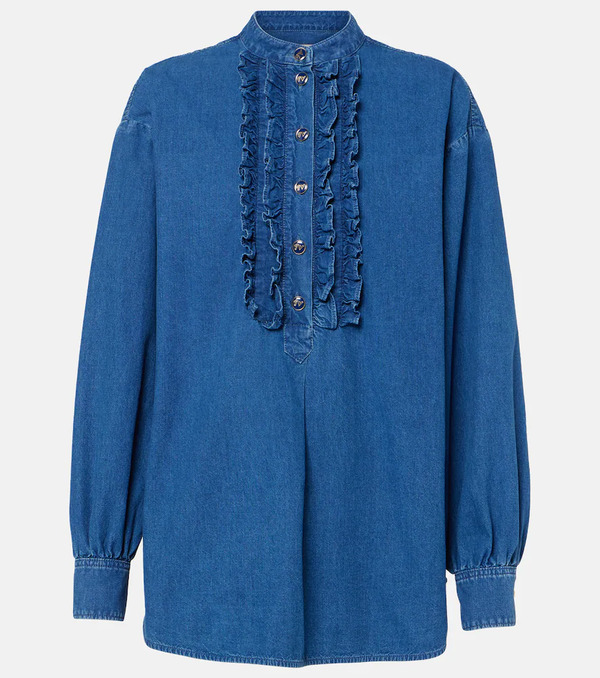  Valentino Valentino Ruffled Denim Blouse 